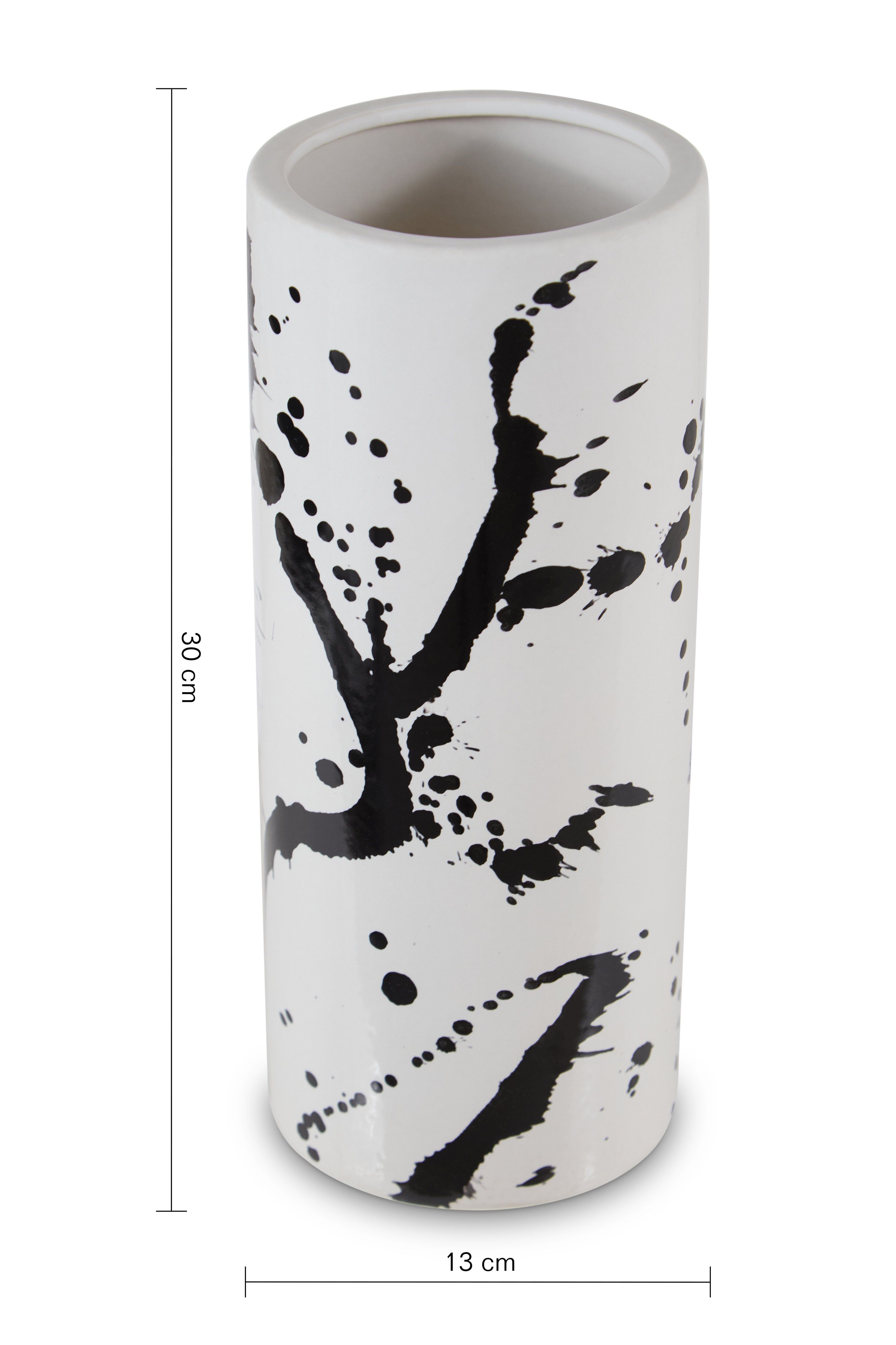 Agnes Black & White Splash Ceramic Vase | Small